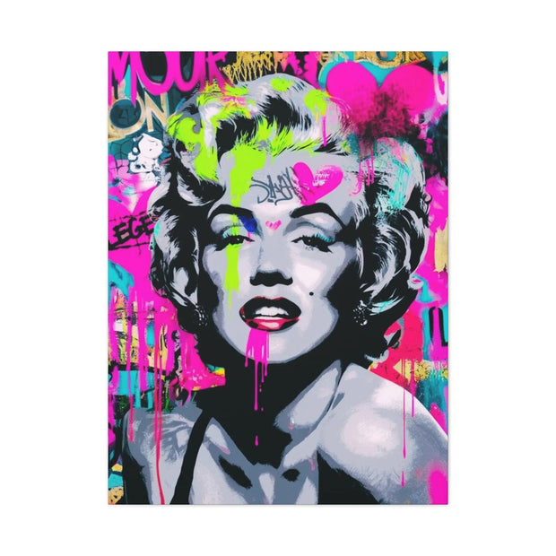 Marilyn Monroe Graffiti Matte Canvas – Neon Pop Art Street Style Wall Decor - LavenderCeleste