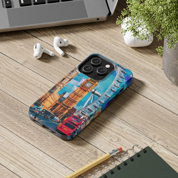 London Big Ben Collage Tough Phone Case – Vibrant City Pop Art Design