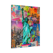 Vibrant New York Collage Matte Canvas – Statue of Liberty Pop Art Printify