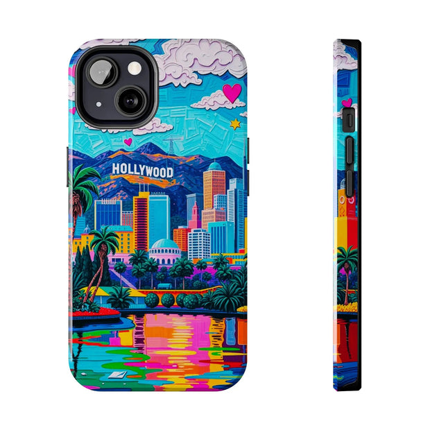 Los Angeles Hollywood Skyline Tough Phone Case – Vibrant Pop Art City Design - LavenderCeleste