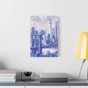 New York City Toile Art – Blue Scenic Skyline Matte Canvas Printify