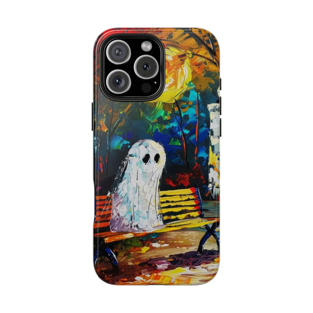 Lonely Ghost Tough Phone Case – Abstract Fall Park Bench Painting