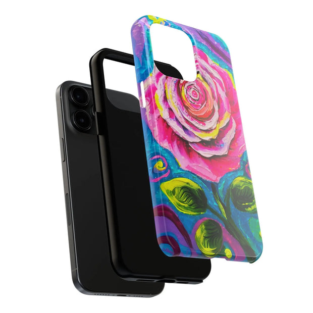 Vibrant Pink Rose Abstract Tough Phone Case LavenderCeleste