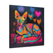 Neon Sphynx Love Pop Art Matte Canvas Wall Art LavenderCeleste