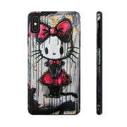 Goth Bow Cat Graffiti Pop Art Tough Phone Case LavenderCeleste