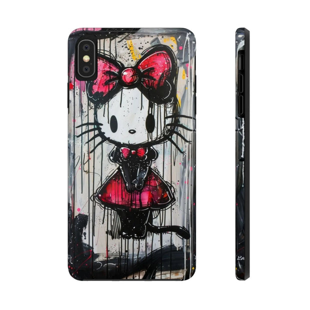 Goth Bow Cat Graffiti Pop Art Tough Phone Case LavenderCeleste