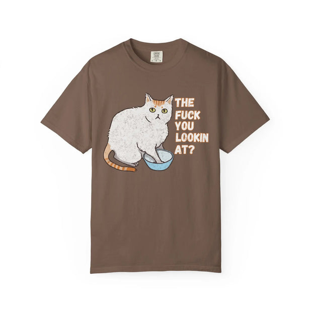 The Fuck You Lookin At Cat Comfort Colors Tee LavenderCeleste