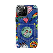 Retro Kidcore Denim Patch Tough Phone Case LavenderCeleste