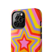 Retro Rainbow Star Groovy Tough Phone Case LavenderCeleste