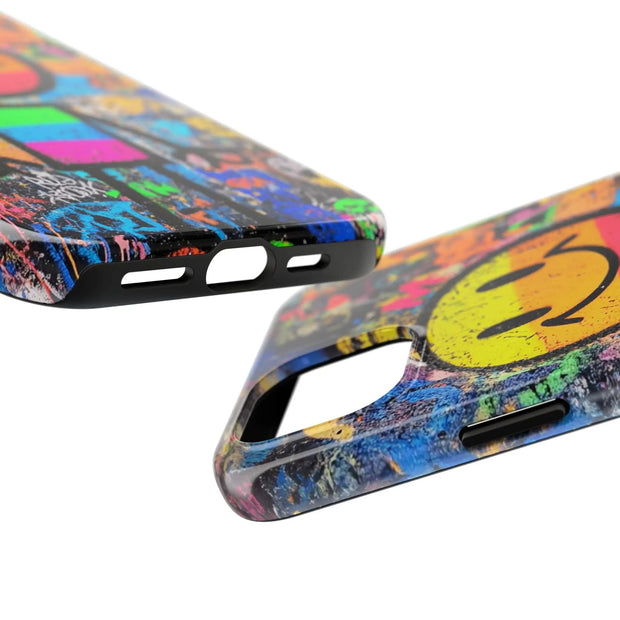 Rainbow Graffiti Smiley Tough Phone Case LavenderCeleste