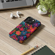 Neon Crochet Floral Tough Phone Case – Vibrant Retro Handmade Pattern Printify
