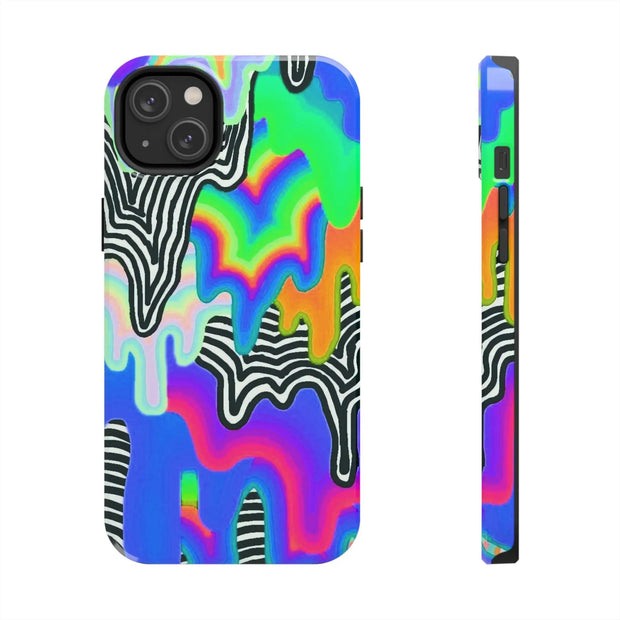 Trippy Technicolor Drip Retro Tough Phone Case LavenderCeleste