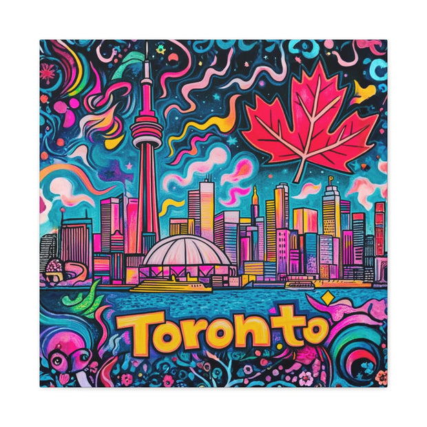 Toronto Pop Art Skyline Matte Canvas Wall Art LavenderCeleste