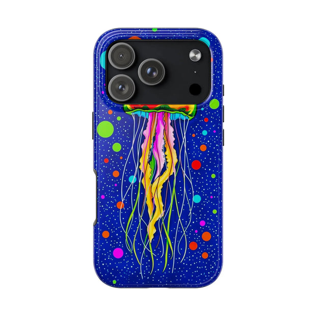 Vibrant Neon Jellyfish Cosmic Sea Tough Phone Case