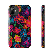 Neon Crochet Floral Tough Phone Case – Vibrant Retro Handmade Pattern Printify
