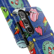 Retro Kidcore Denim Patch Tough Phone Case LavenderCeleste