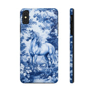 Blue Toile Horse Country Scenic Tough Phone Case LavenderCeleste