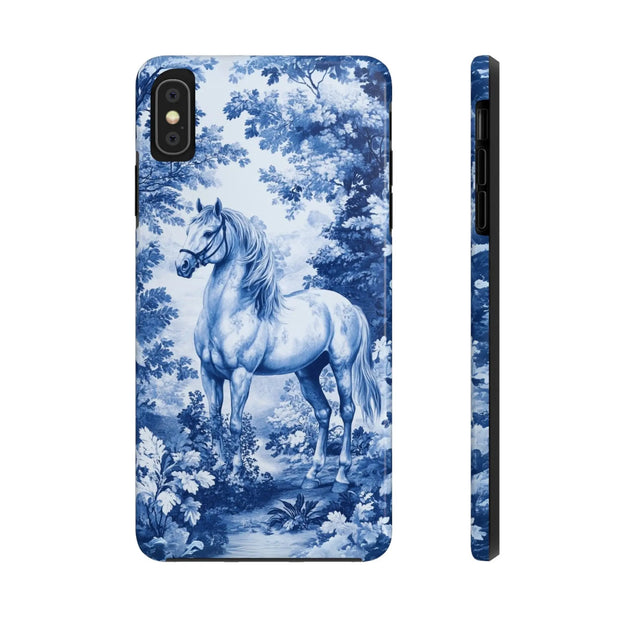 Blue Toile Horse Country Scenic Tough Phone Case LavenderCeleste