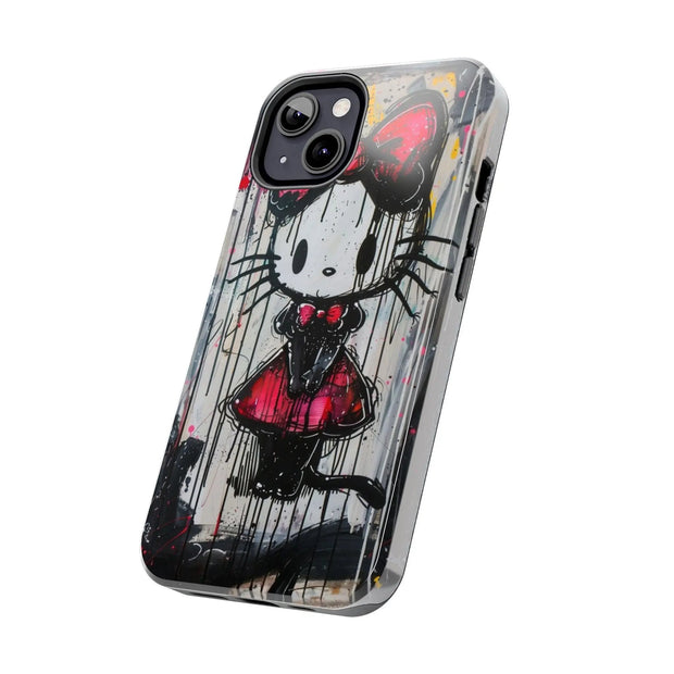 Goth Bow Cat Graffiti Pop Art Tough Phone Case LavenderCeleste