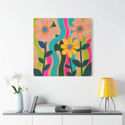 Groovy Paper Cut Flower Matte Canvas Art LavenderCeleste