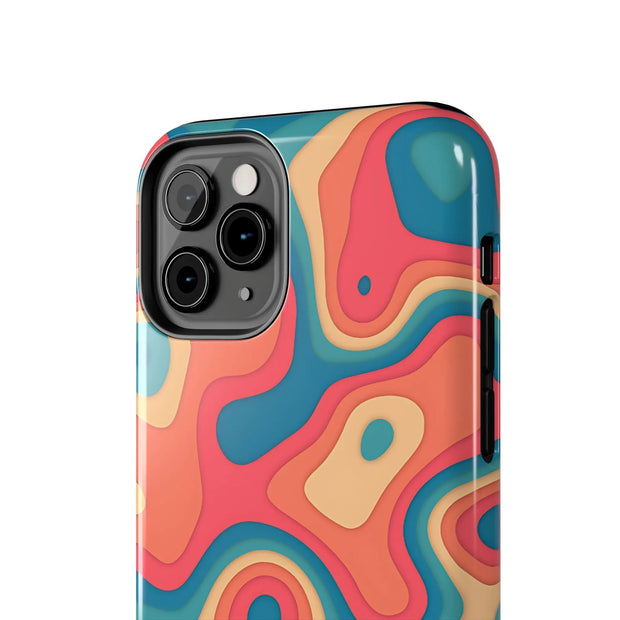 Retro Coral Abstract Mid-Century Tough Phone Case LavenderCeleste