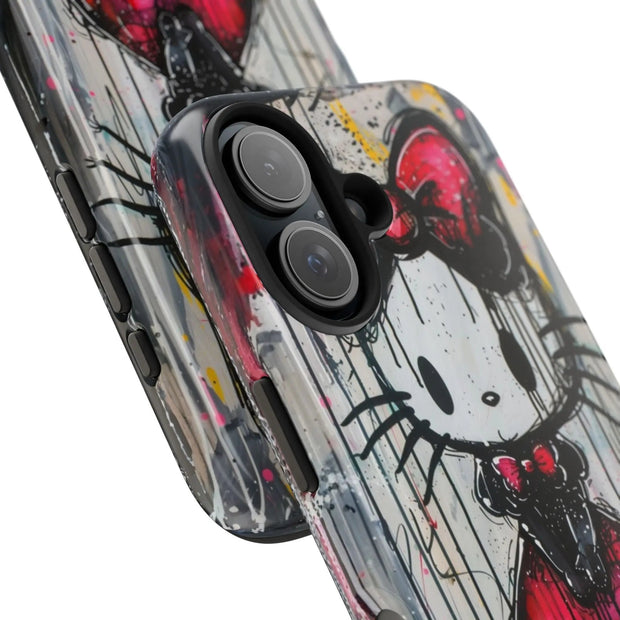 Goth Bow Cat Graffiti Pop Art Tough Phone Case LavenderCeleste