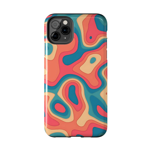 Retro Coral Abstract Mid-Century Tough Phone Case LavenderCeleste