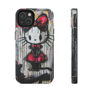 Goth Bow Cat Graffiti Pop Art Tough Phone Case LavenderCeleste