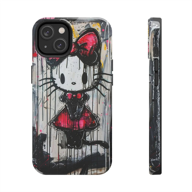 Goth Bow Cat Graffiti Pop Art Tough Phone Case LavenderCeleste