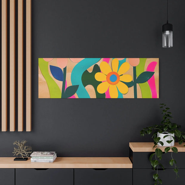 Groovy Paper Cut Flower Matte Canvas Art LavenderCeleste