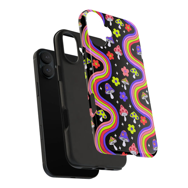Groovy Mushroom Rainbow Tough Phone Case LavenderCeleste