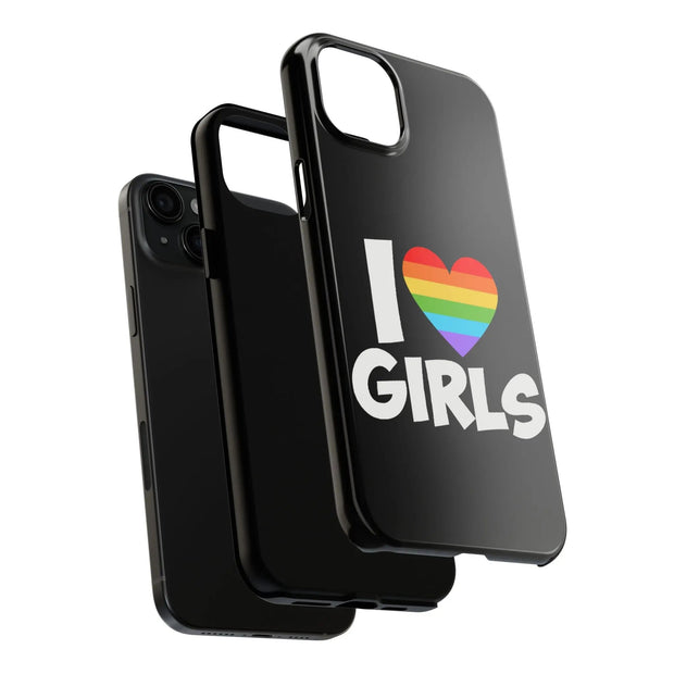 I Love Girls Pride Tough Phone Case – LGBTQ+ Rainbow Heart Design