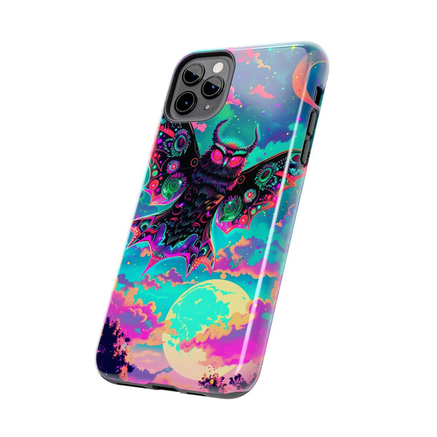 Mothman Tough Phone Case – Psychedelic Neon Cryptid Aesthetic - LavenderCeleste