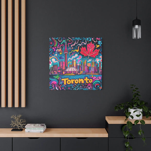 Toronto Pop Art Skyline Matte Canvas Wall Art LavenderCeleste