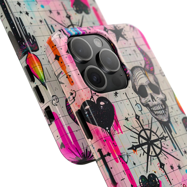 Skull Occult Neon Drip Pastel Goth Tough Phone Case LavenderCeleste
