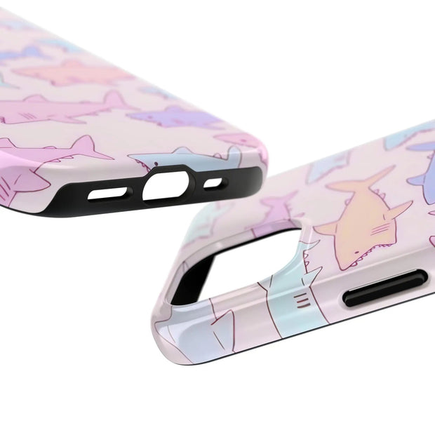 Pastel Shark Pattern Tough Phone Case Printify