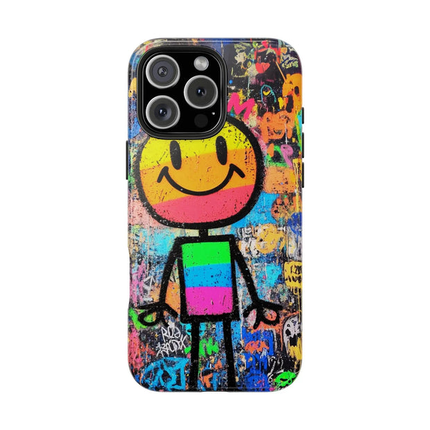 Rainbow Graffiti Smiley Tough Phone Case LavenderCeleste