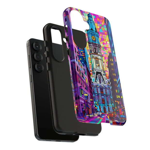 Philadelphia Pop Art Skyline Tough Phone Case LavenderCeleste