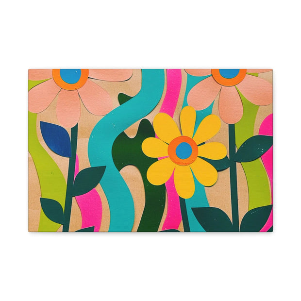 Groovy Paper Cut Flower Matte Canvas Art Printify