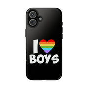 I Love Boys Pride Tough Phone Case – LGBTQ+ Rainbow Heart Design