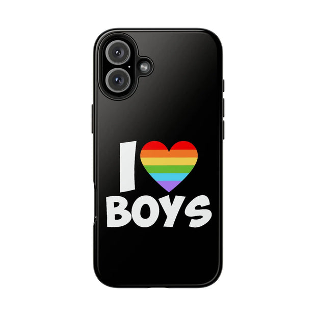 I Love Boys Pride Tough Phone Case – LGBTQ+ Rainbow Heart Design