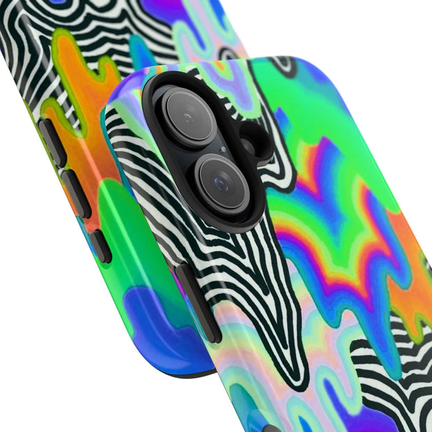 Trippy Technicolor Drip Retro Tough Phone Case LavenderCeleste