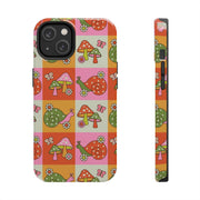 Retro Groovy Snail and Mushroom Tough Phone Case LavenderCeleste