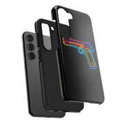 Neon Rainbow Gun Tough Phone Case – Bold Retro Vaporwave Aesthetic LavenderCeleste