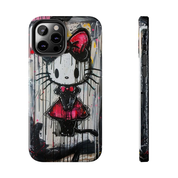 Goth Bow Cat Graffiti Pop Art Tough Phone Case LavenderCeleste