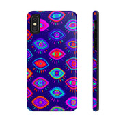 Trippy Neon Evil Eye Protective Tough Phone Case LavenderCeleste