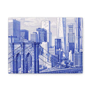 New York City Toile Art – Blue Scenic Skyline Matte Canvas Printify