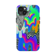 Trippy Technicolor Drip Retro Tough Phone Case LavenderCeleste