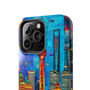 Shanghai Skyline Collage Pop Art Tough Phone Case LavenderCeleste