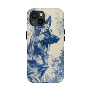 Blue Toile German Shepherd Scenic Tough Phone Case LavenderCeleste